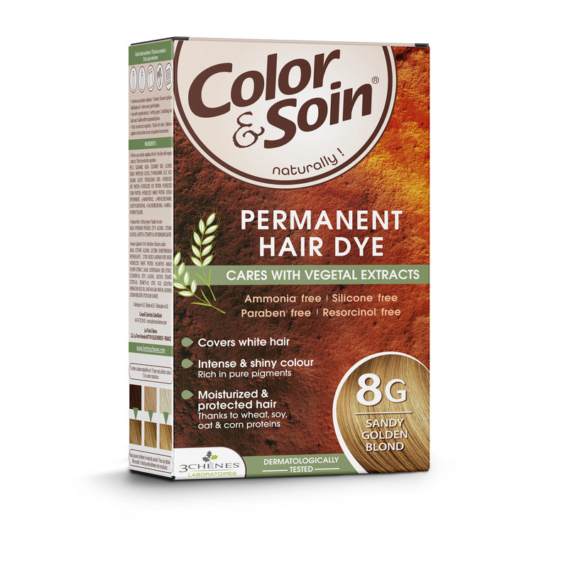COLOR & SOIN plaukų dažai be amoniako 8G Sandy Golden Blond 135 ml, nuotrauka Nr. 3