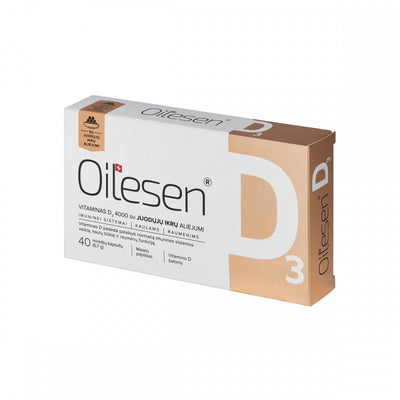 OILESEN Vitaminas D3 4000 su juodųjų ikrų aliejumi, kapsulės N40
