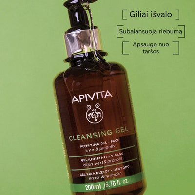 APIVITA gelinis prausiklis riebiai-mišriai odai 200ml