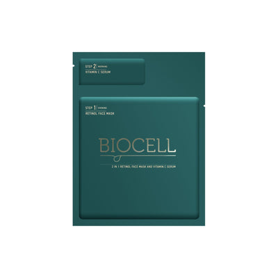 BIOCELL 2in1 retinolio veido kaukė ir vitamno C serumas N1