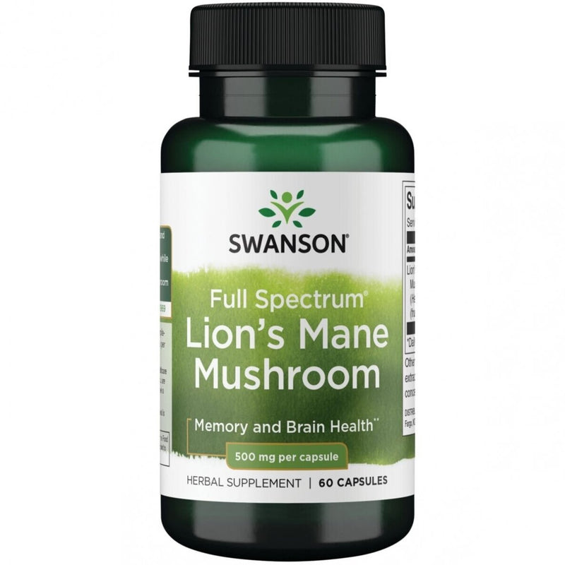 SWANSON Lions Mane (Liūto Karčiai) 500mg kapsulės N60, nuotrauka Nr. 1