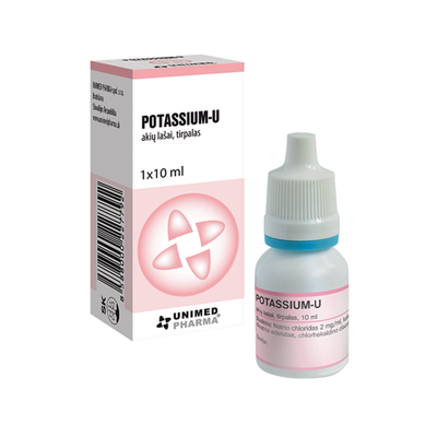 Potassium-U 2 % akių lašai, tirpalas, 10 ml