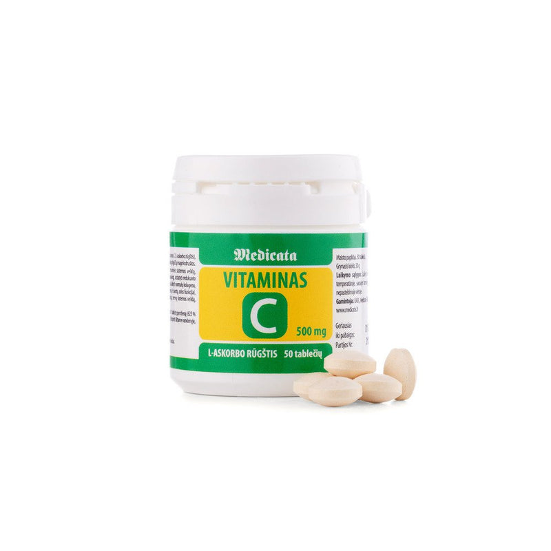 Vitaminas C, askorbo rūgštis, 500mg tabletės N50, nuotrauka Nr. 1