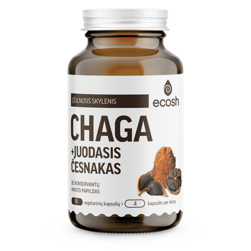 ECOSH Chaga su juoduoju česnaku kapsulės N90, nuotrauka Nr. 1
