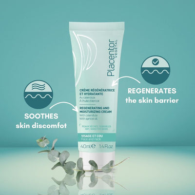 PLACENTOR regeneruojamasis, drėkinamasis kremas veidui sausai, jautriai odai 40ml
