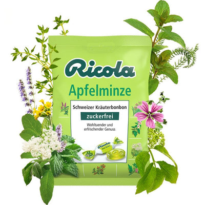 RICOLA APFELMINZE mėtų skonio pastilės, 75g