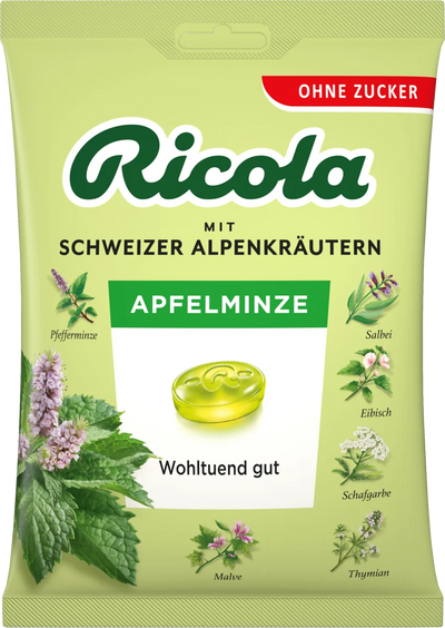 RICOLA APFELMINZE mėtų skonio pastilės, 75g