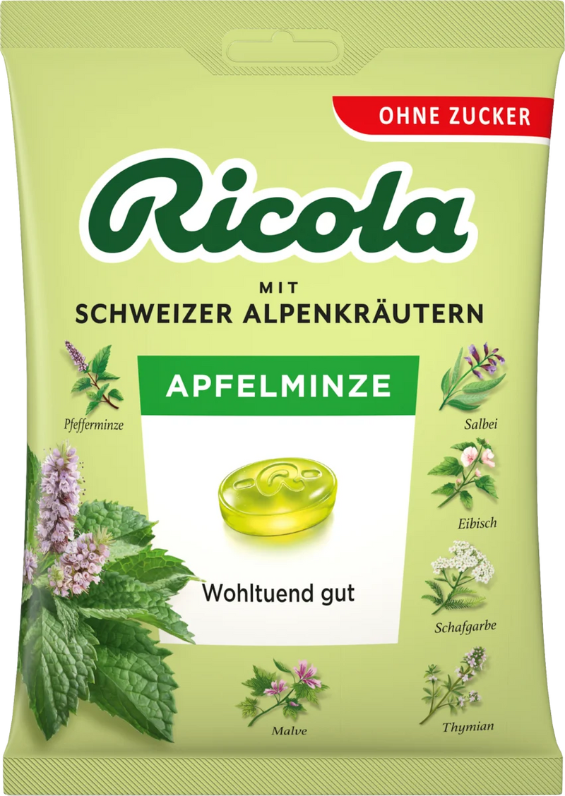 RICOLA APFELMINZE mėtų skonio pastilės, 75g, nuotrauka Nr. 1