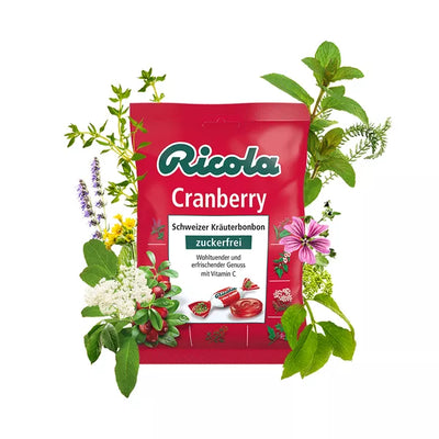 RICOLA CRANBERRY spanguolių skonio pastilės, 75g