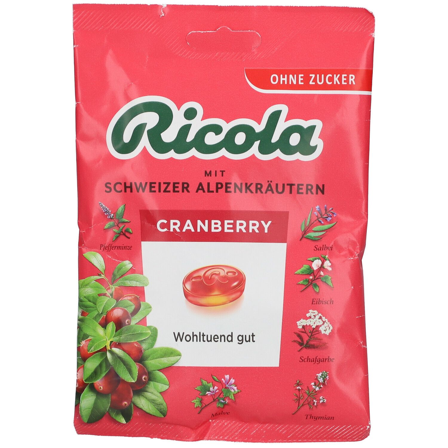 RICOLA CRANBERRY spanguolių skonio pastilės, 75g – VITAINN