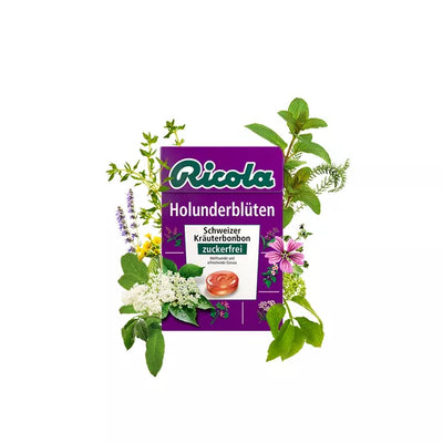 RICOLA HOLUNDERBLÜTEN šeivamedžio žiedų skonio pastilės, 50g