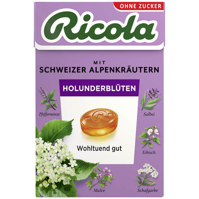 RICOLA HOLUNDERBLÜTEN šeivamedžio žiedų skonio pastilės, 50g