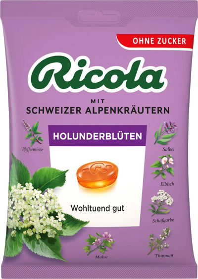 RICOLA HOLUNDERBLÜTEN šeivamedžio žiedų skonio pastilės, 75g