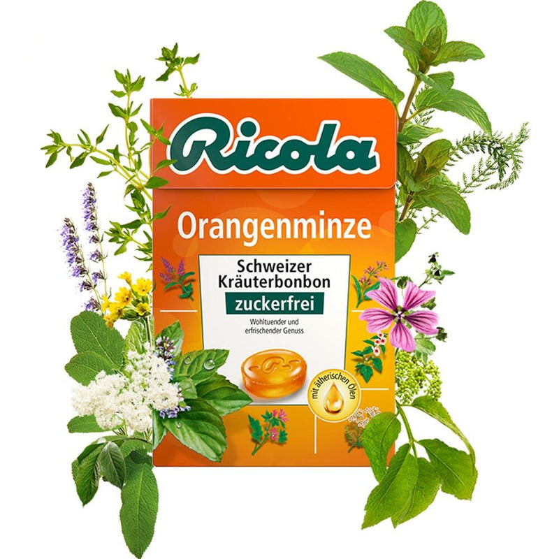 RICOLA ORANGENMINZE imbiero ir apelsinų mėtų skonio pastilės, 50g, nuotrauka Nr. 2