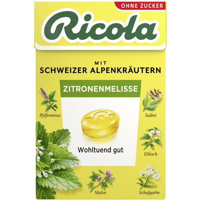 RICOLA ZITRONENMELISSE citrinų ir melisų skonio pastilės, 50g
