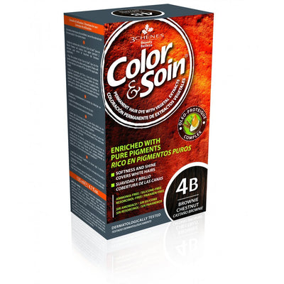 COLOR & SOIN plaukų dažai be amoniako 4B Brownie Chestnut 135 ml