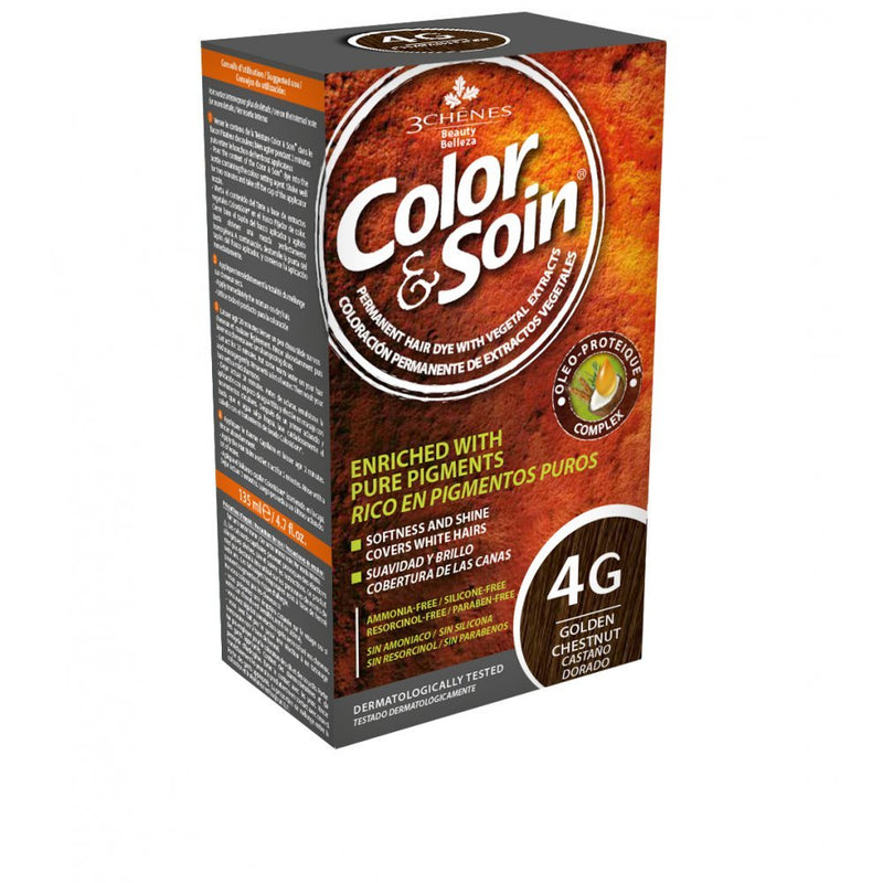 COLOR & SOIN plaukų dažai be amoniako 4G Golden Chestnut 135 ml, nuotrauka Nr. 1