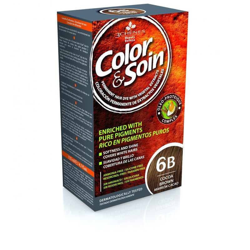 COLOR & SOIN plaukų dažai be amoniako 6B Cocoa Brown 135 ml, nuotrauka Nr. 1