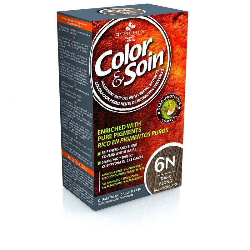 COLOR & SOIN plaukų dažai be amoniako 6N Dark Blond 135 ml, nuotrauka Nr. 1