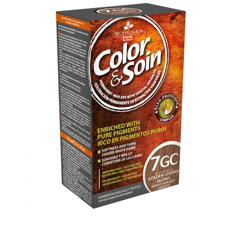 COLOR & SOIN plaukų dažai be amoniako 7GC Golden Copper Blond 135 ml, nuotrauka Nr. 1