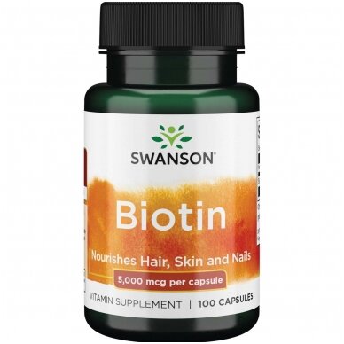 SWANSON Biotinas 5000 mcg, kapsulės N100