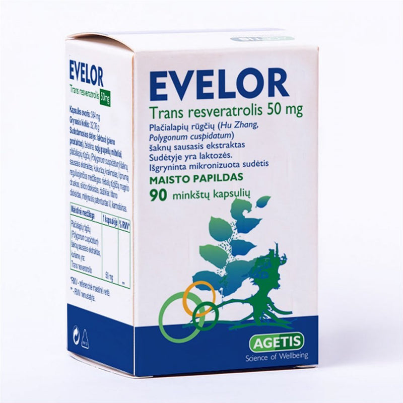 EVELOR trans resveratrolis 50 mg, minkštos kapsulės N90, nuotrauka Nr. 1