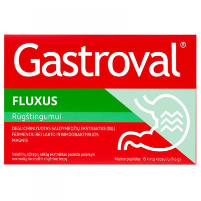 Gastroval Fluxus rūgštingumui kietos kapsulės N15