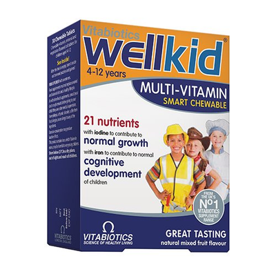 WellKid vitaminų kompleksas 4-12m. vaikams, kramtomosios tabletės N30