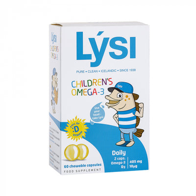 LYSI Children's Omega-3 žuvų taukai, tutti frutti skonio, kramt. kaps. N60